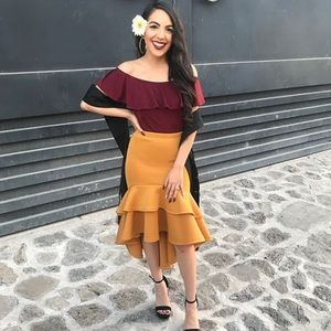 Mustard Mexican skirt